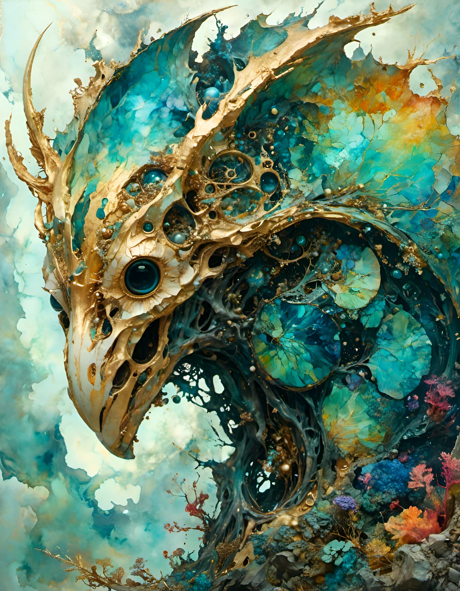 beautiful creature in hyperkraximalism style<lora:hyperkraximalism:1.0>