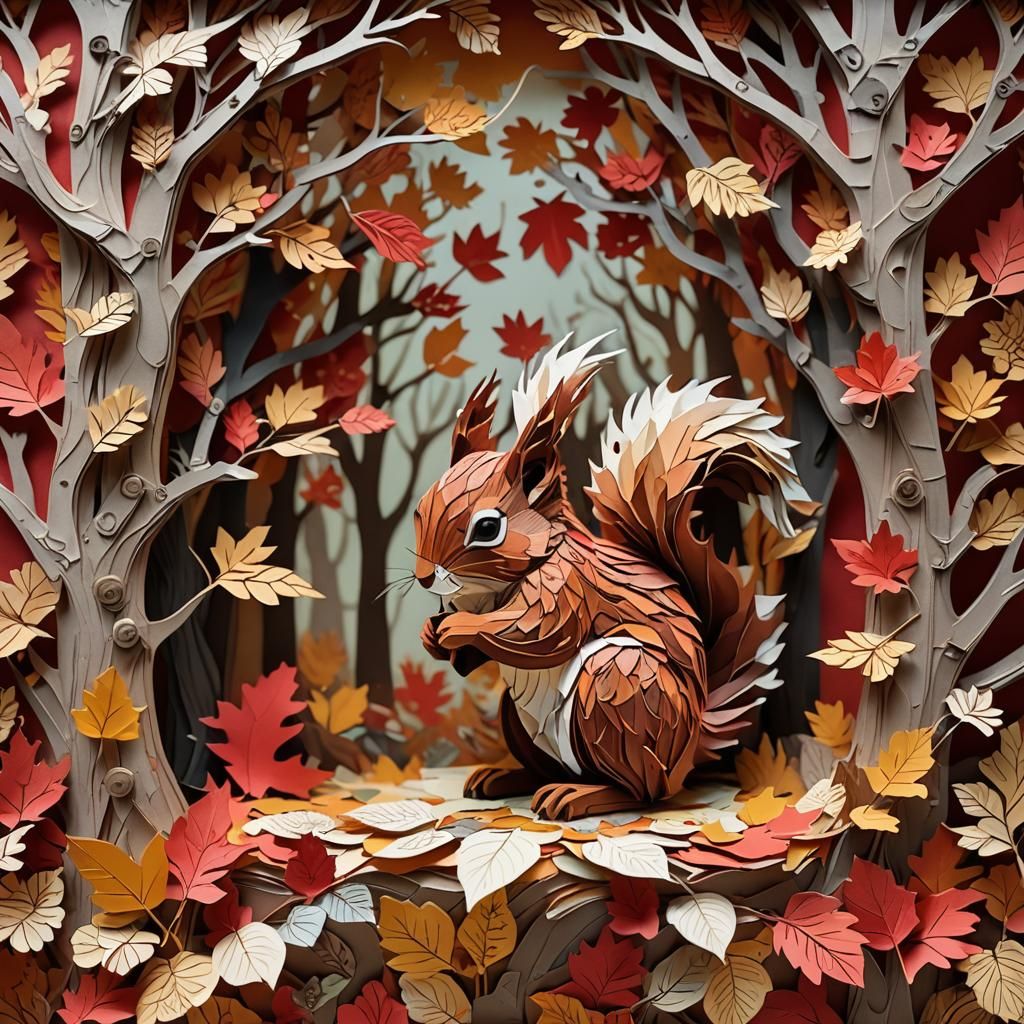 Gathering acorns   by @Glass Firefly 