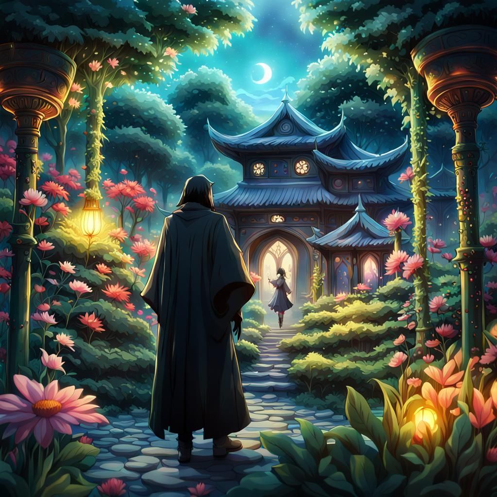 Figure in a magic garden