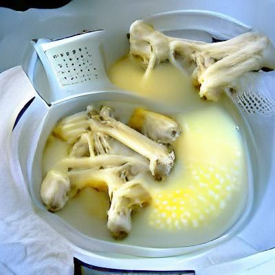 Bones boiled in milk and butter
