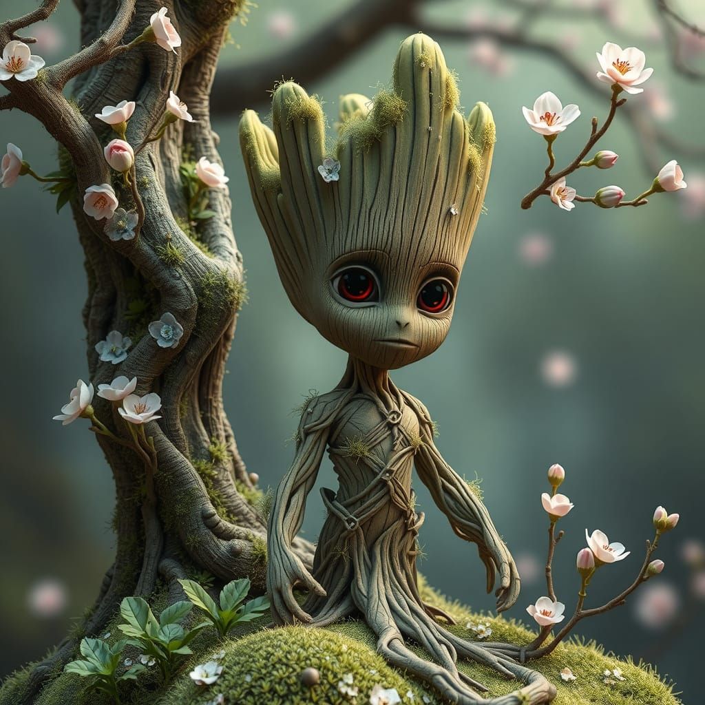Teen Groot blossom flowers in body  by @Wesly 
