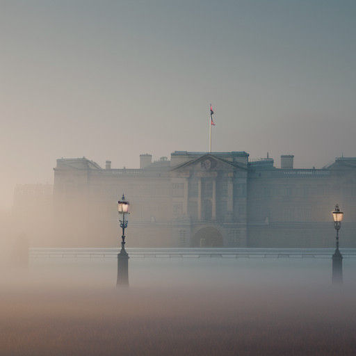 hazy morning fog at Buckingham Palace  by @Zen Animal Services