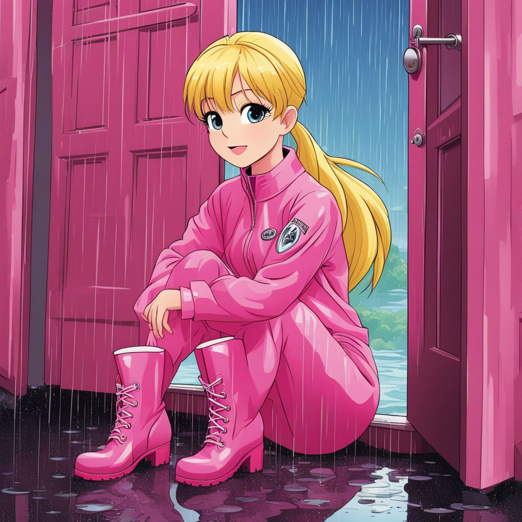 Human Charlene the Chipette, sitting on her back doorstep