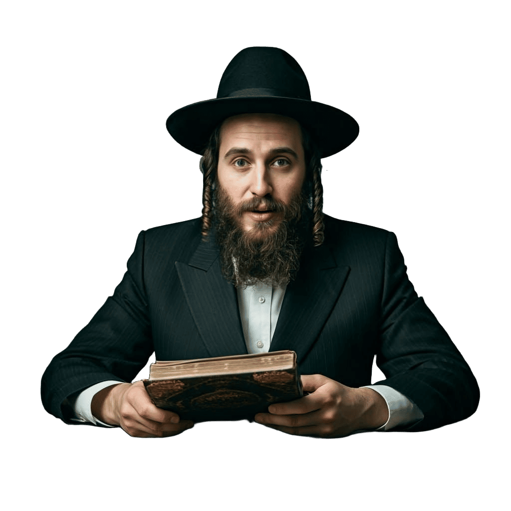 Orthodox Jewish Man in Traditional Dress Reading