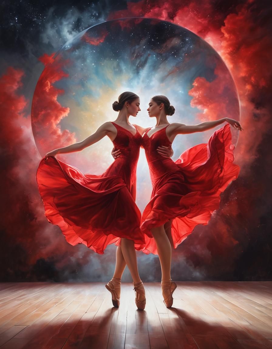 Tango Dancers in Cosmic Surrealism