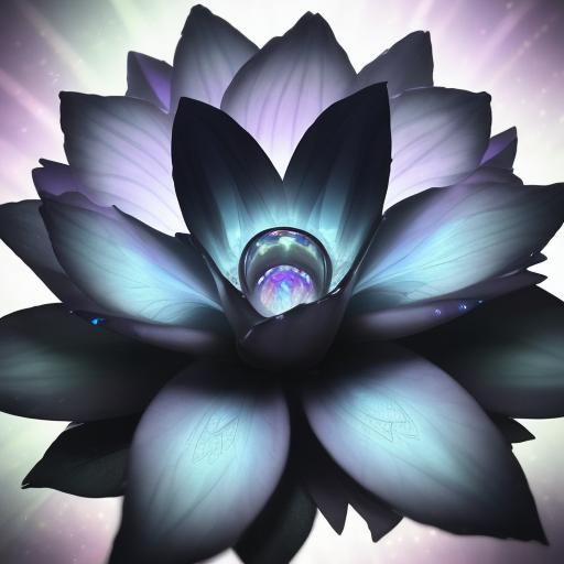 Surreal multi chromatic holographic blue flower with hologra...