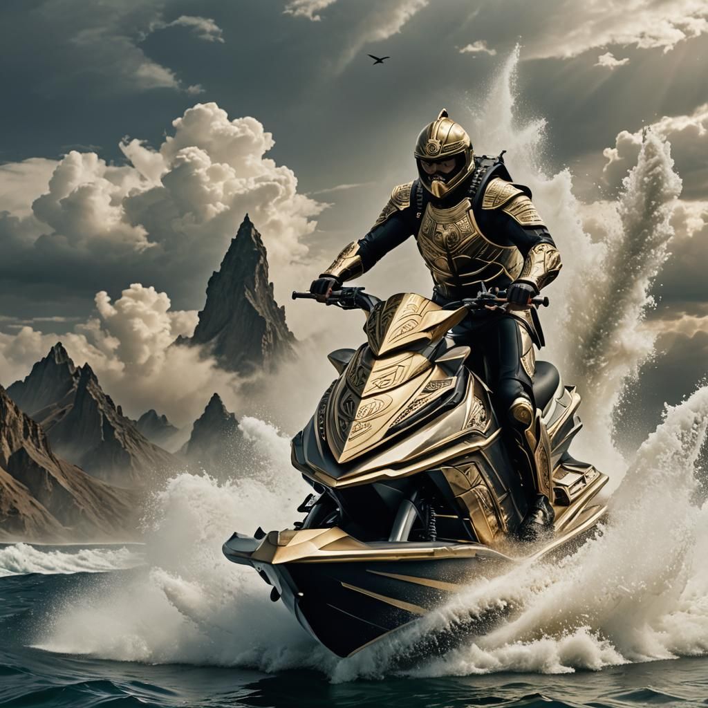 Genghis Khan on a Jetski