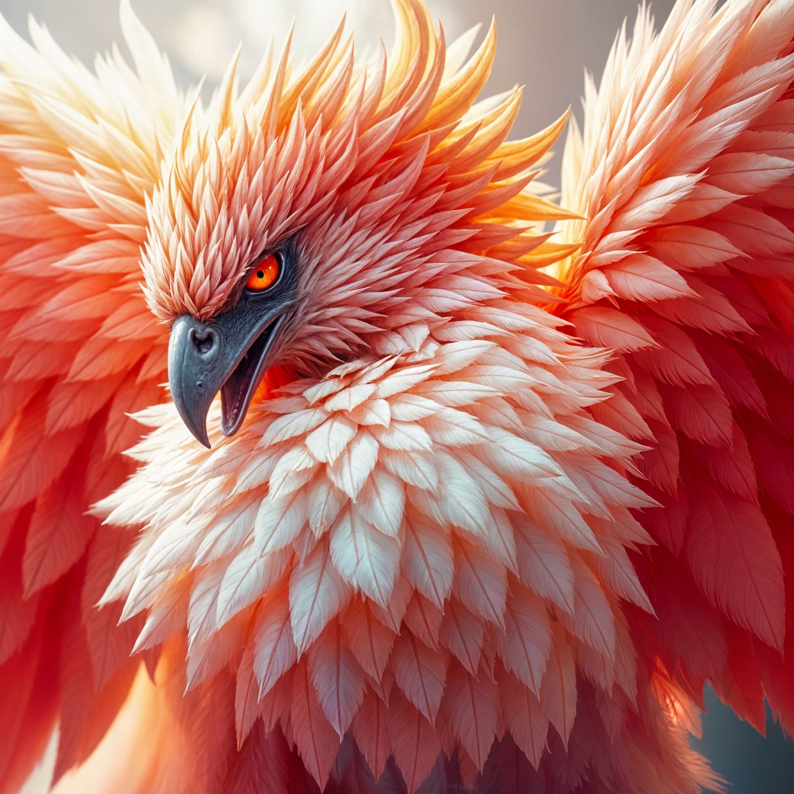 Cute Phoenix Griffin Hybrid in Digital Art Style