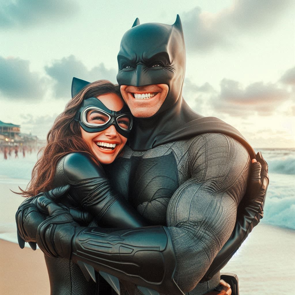 Batman and Catwoman on vacations