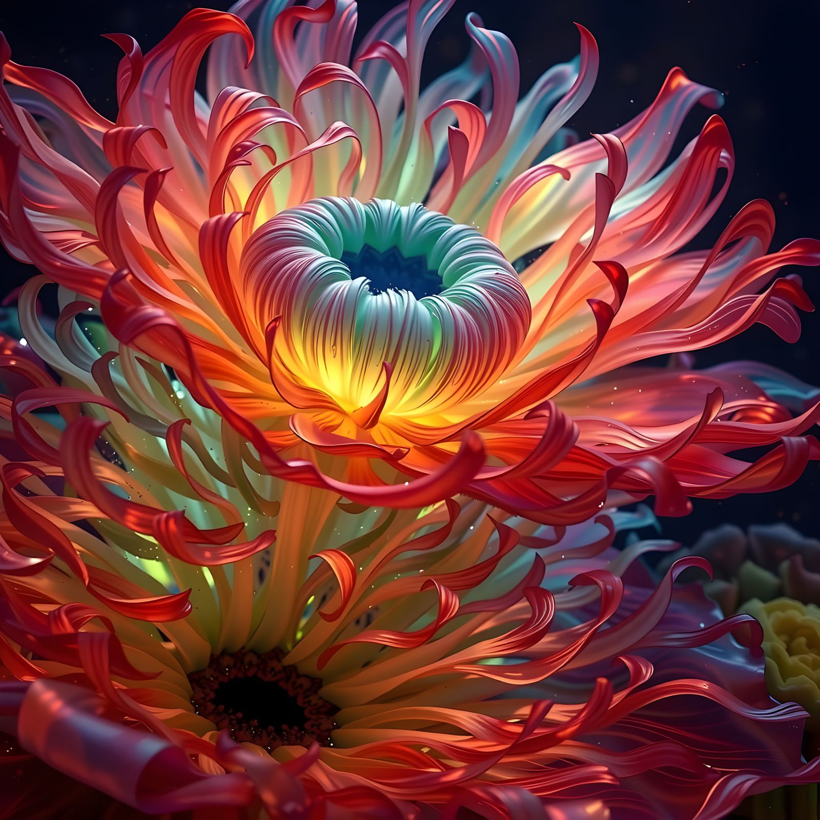 Luminous Baroque Flower with Gradating Petals
