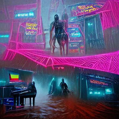 Space Synthwave Neon Retro Cyberpunk 2099 Blade Runner 2049 Neon Horror