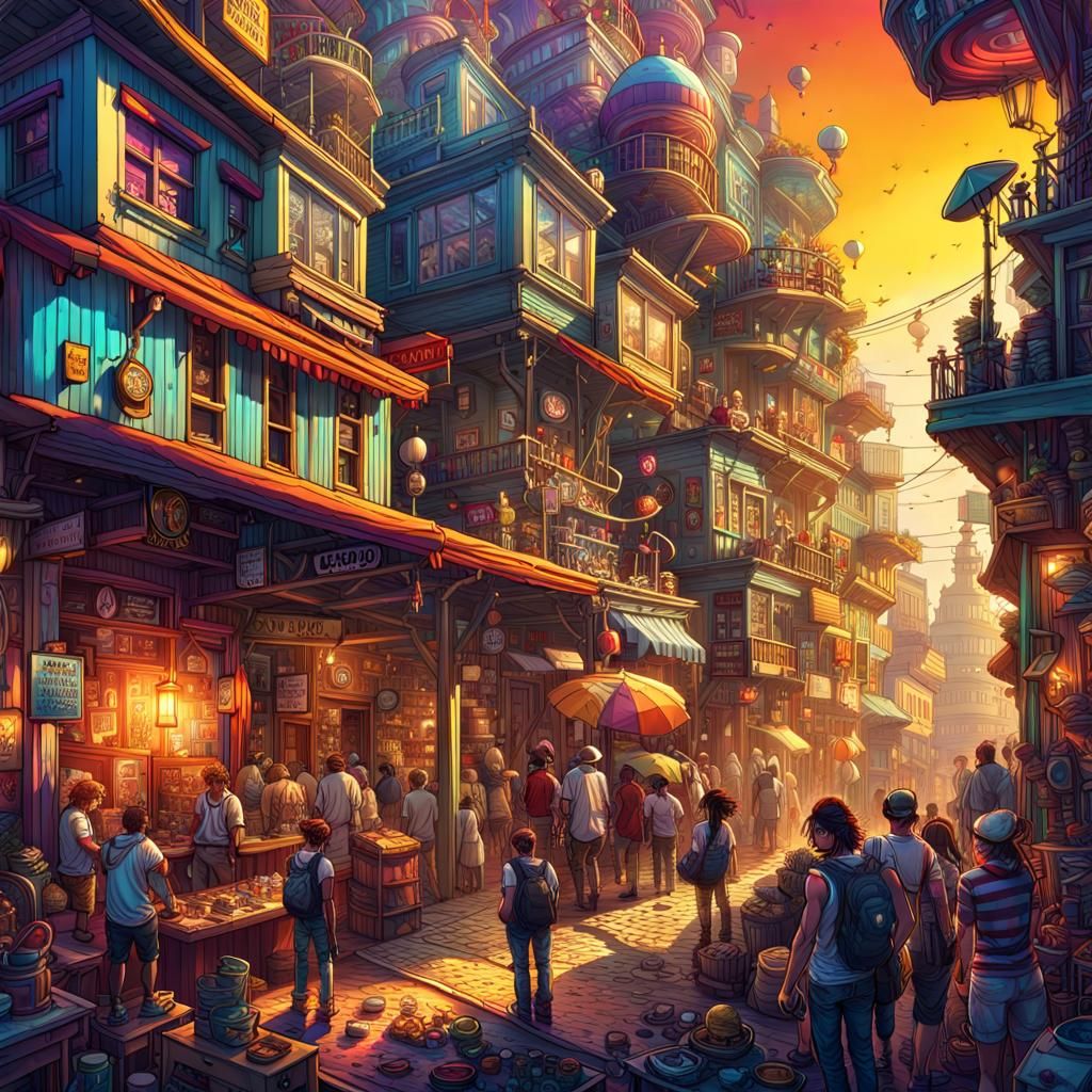 Chaotic Summer Town v13 - AI Generated Artwork - NightCafe Creator