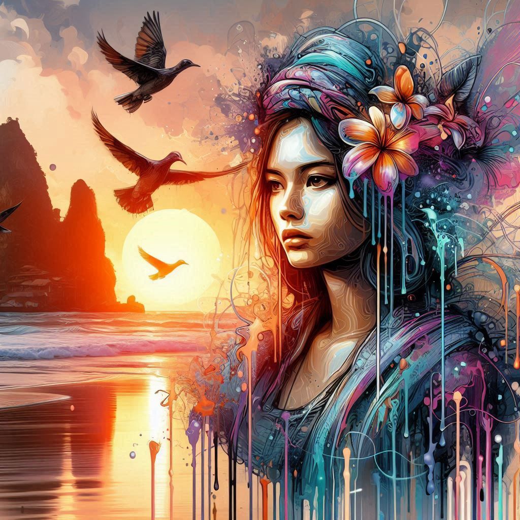 Thai woman in Graffiti style