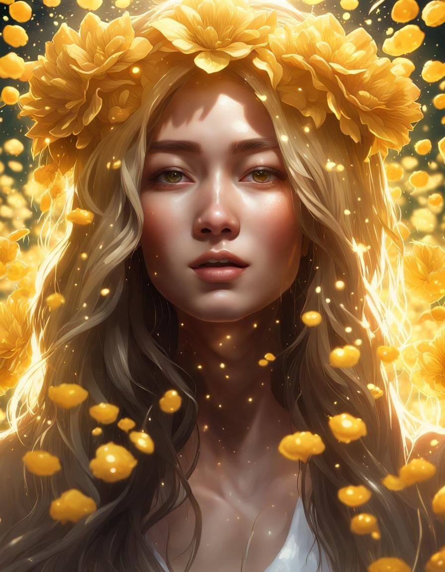 Golden shower flower - AI Generated Artwork - NightCafe Creator