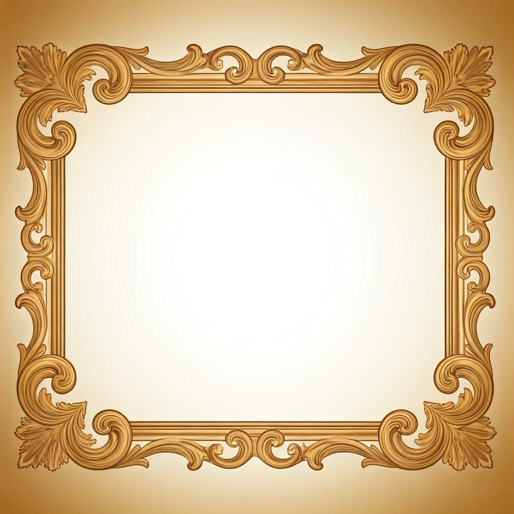 Elegant Golden Frame with Rococo Scrollwork and Baroque Acce...