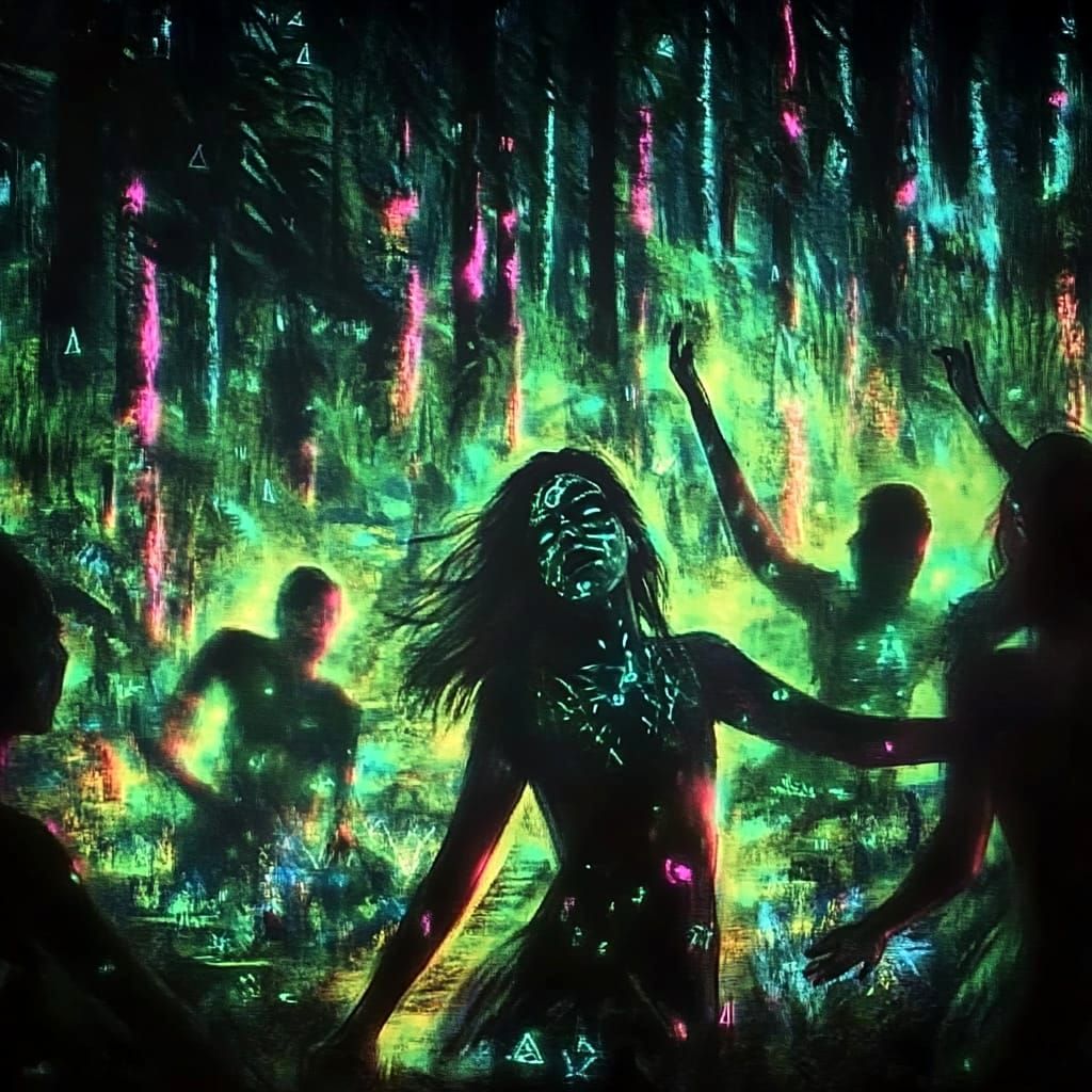 Green Cyanotype Backlight Glitch Rave