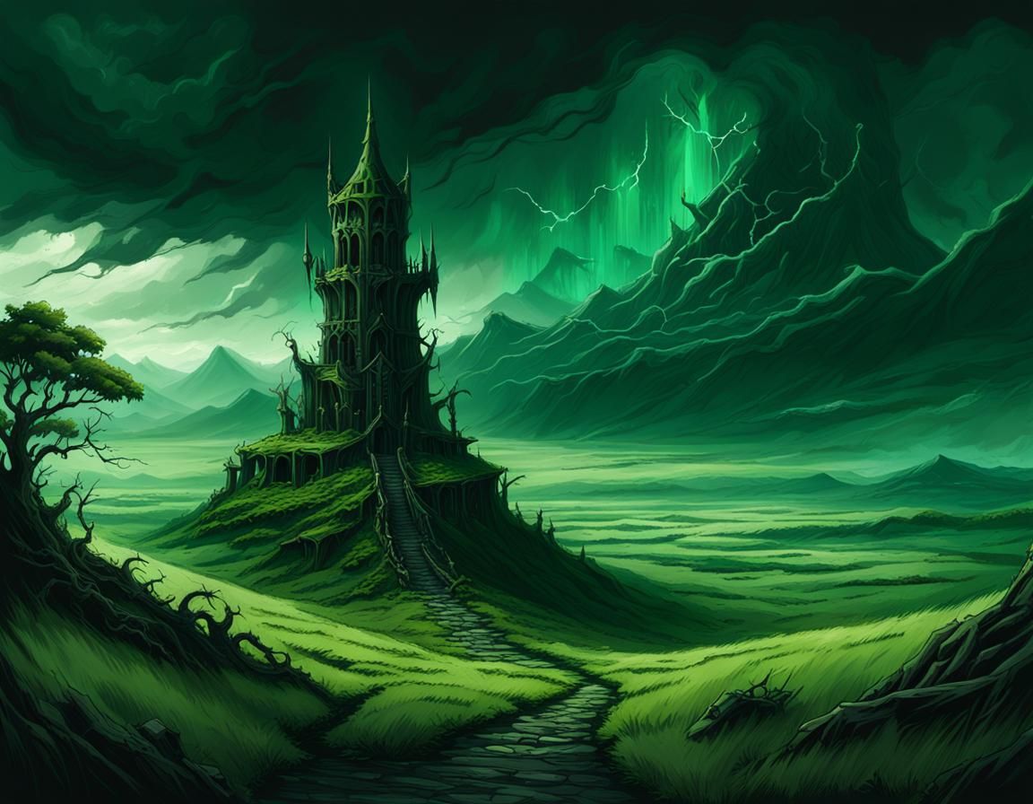 A sinister skeletal lord of the rings style necromancer's to...