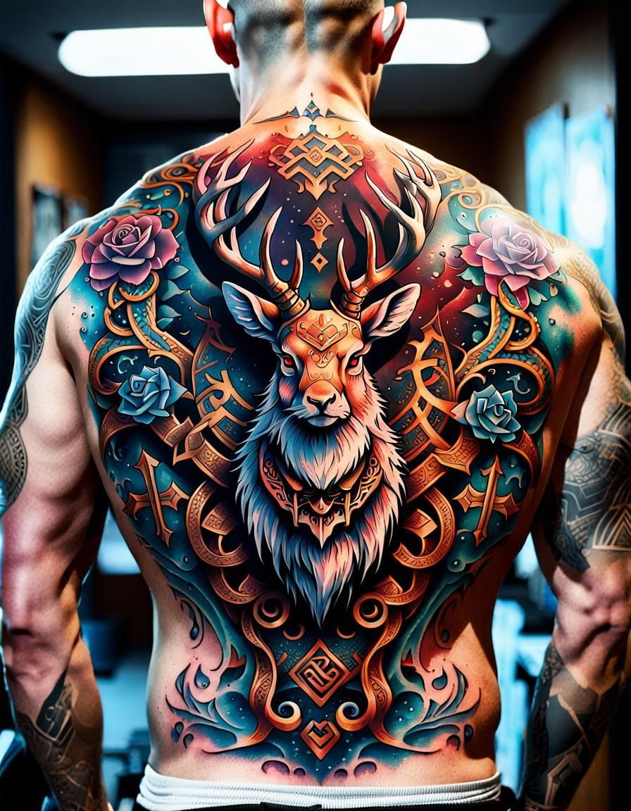 Jackalope tattoo  by @Tiny Pearl Cat