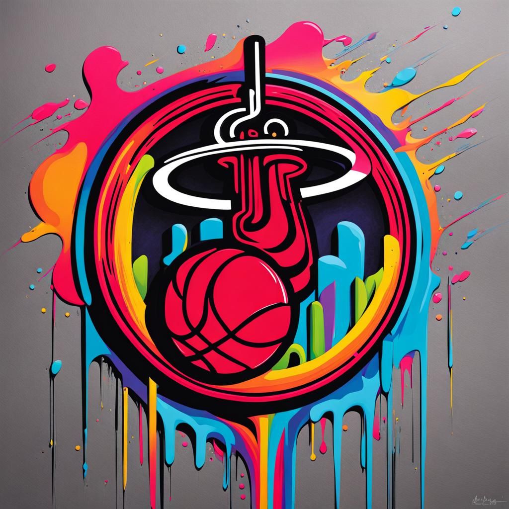 Miami heat neon hoop - AI Generated Artwork - NightCafe Creator