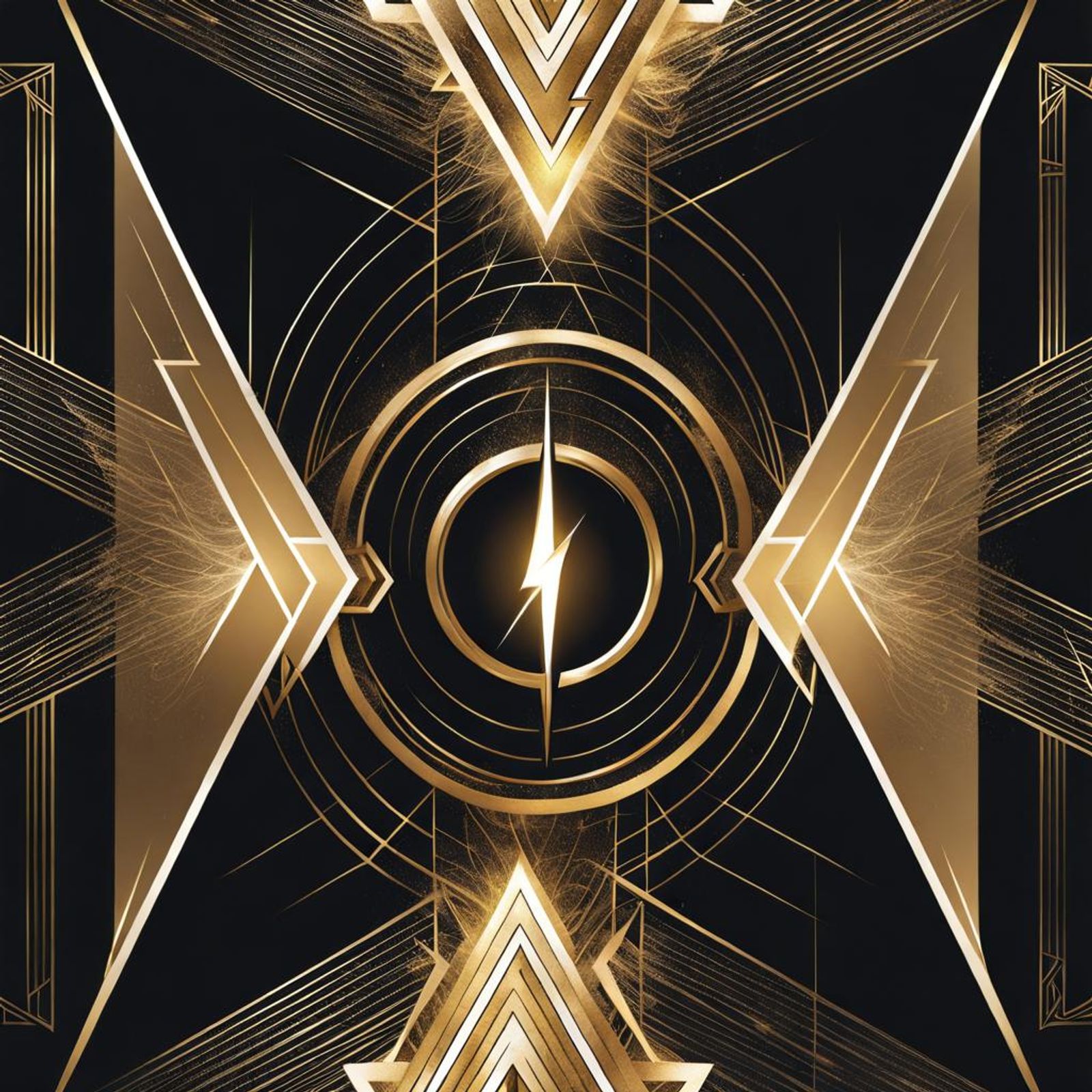 a golden geometric lightning, electricity design, in the style of ross ...