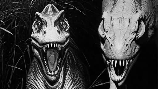 Creepy images I made of a T. rex in vhs tape footage art sty...