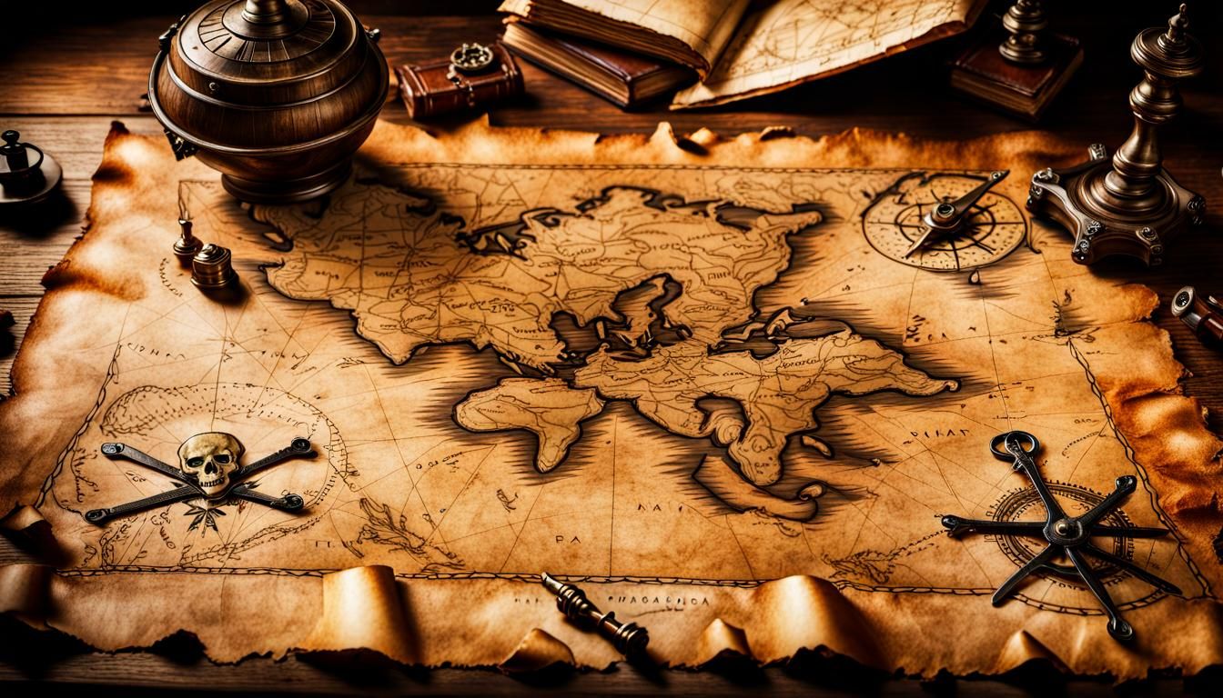 Old Pirate Parchment Map AI Generated Artwork NightCafe Creator