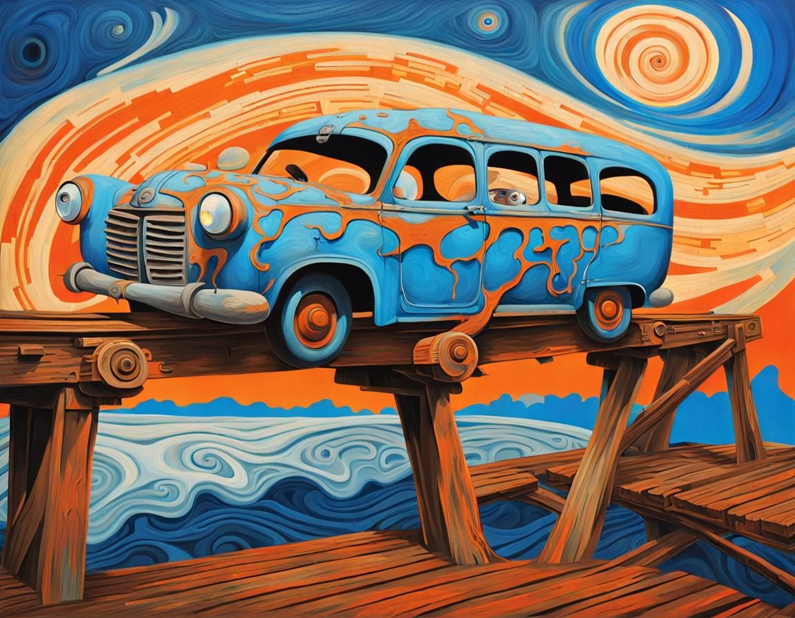 Screaming Ghost on Bridge: A Psychedelic Nightmare