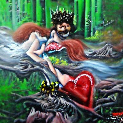 Fairy queen makes love in the deep woods