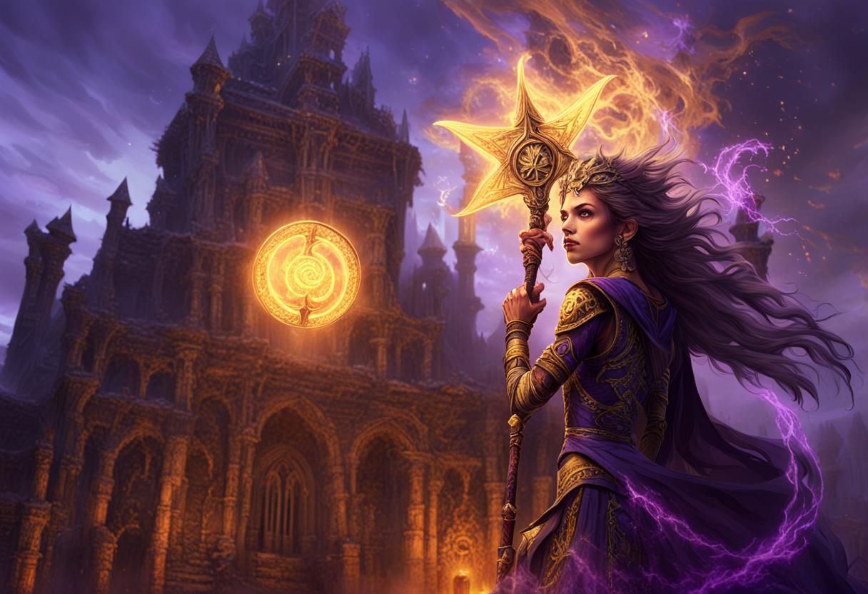 Sorceress in Ruined Castle: Dark Fantasy Concept Art