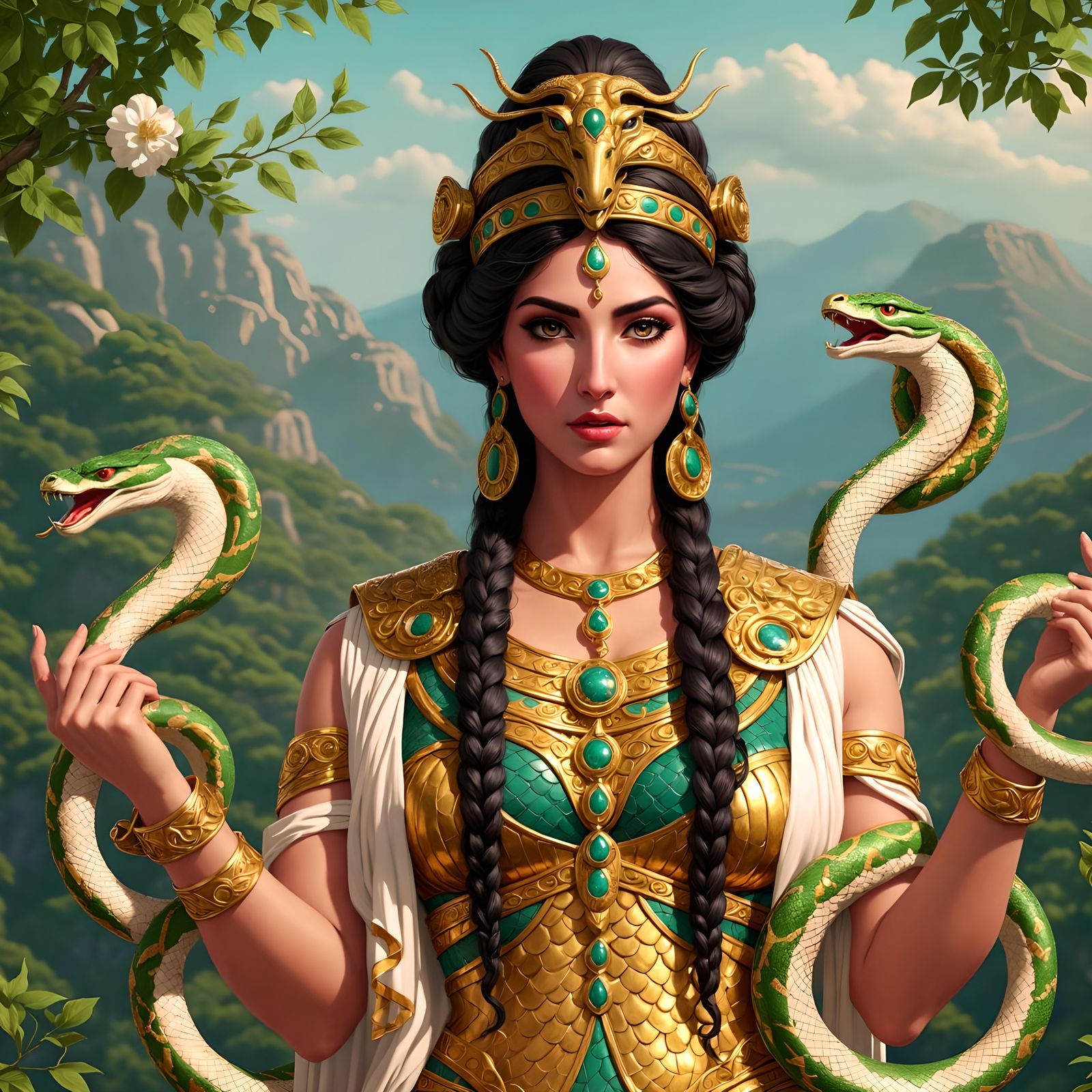 Athena Minoan Serpent Goddess - AI Generated Artwork - NightCafe Creator