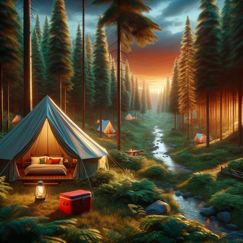 Campsite By The Stream