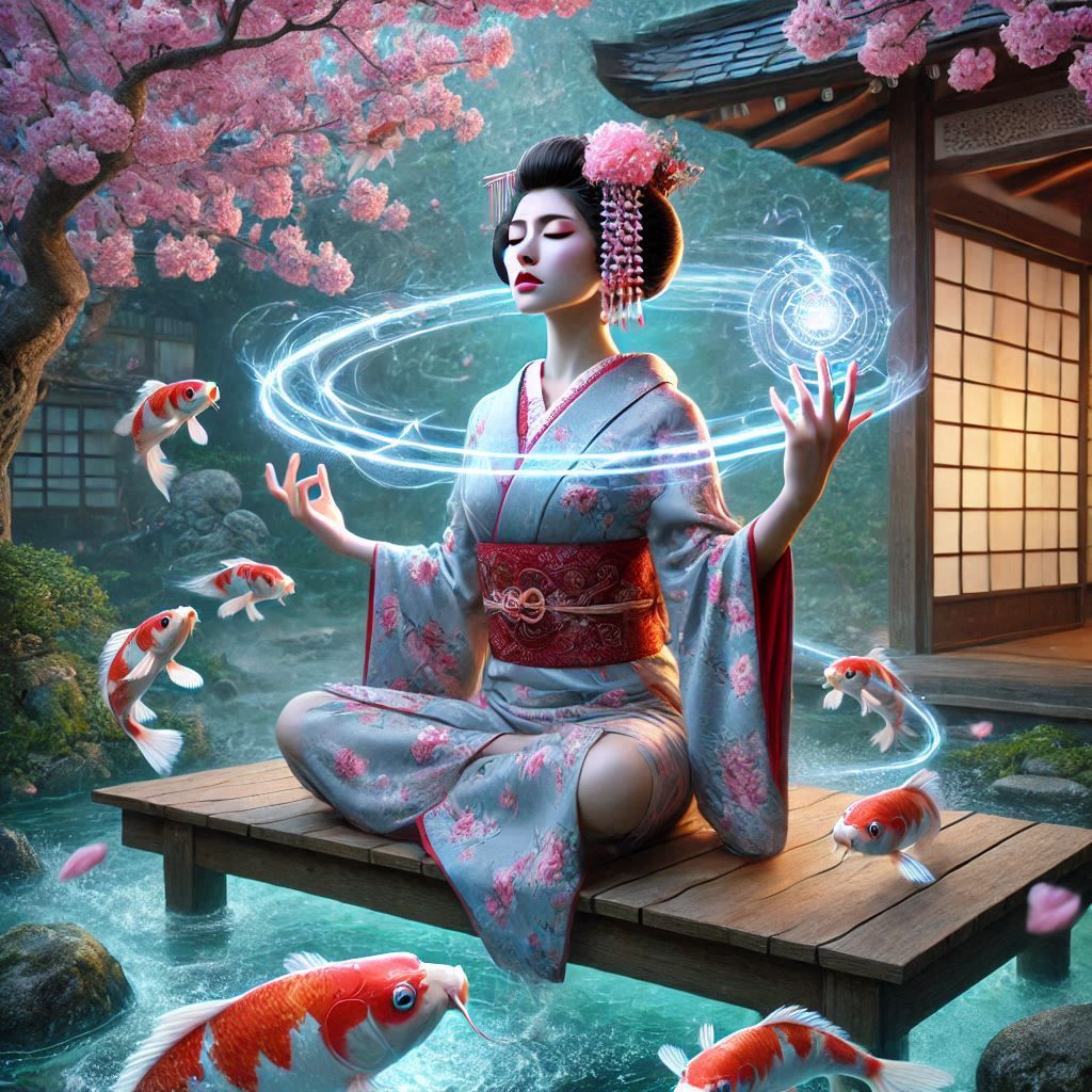 Geisha practicing telekinesis !!