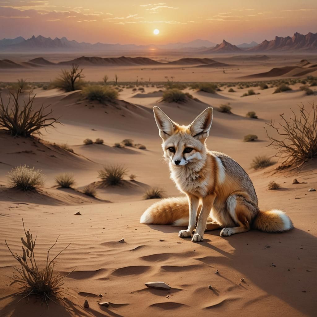  fennec fox in the desert  by @Mapont