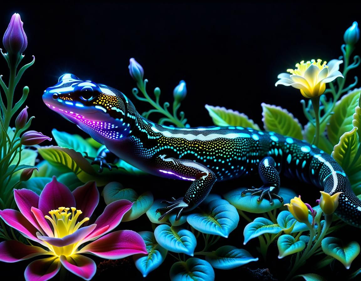 neon biolume salamander  by @Bff42