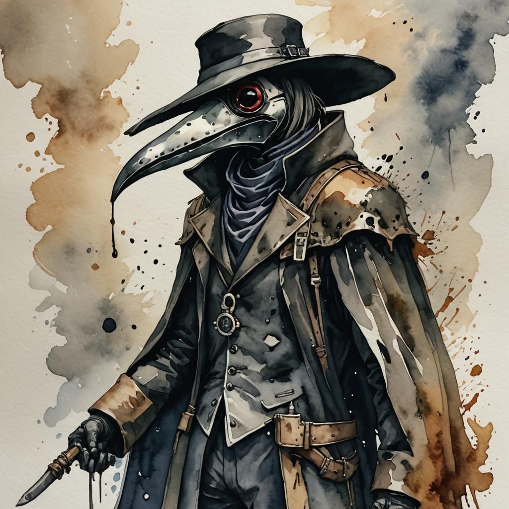 Plague doctor watercolors karasu