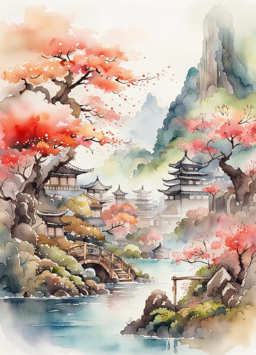 Japanese Watercolor Paintings