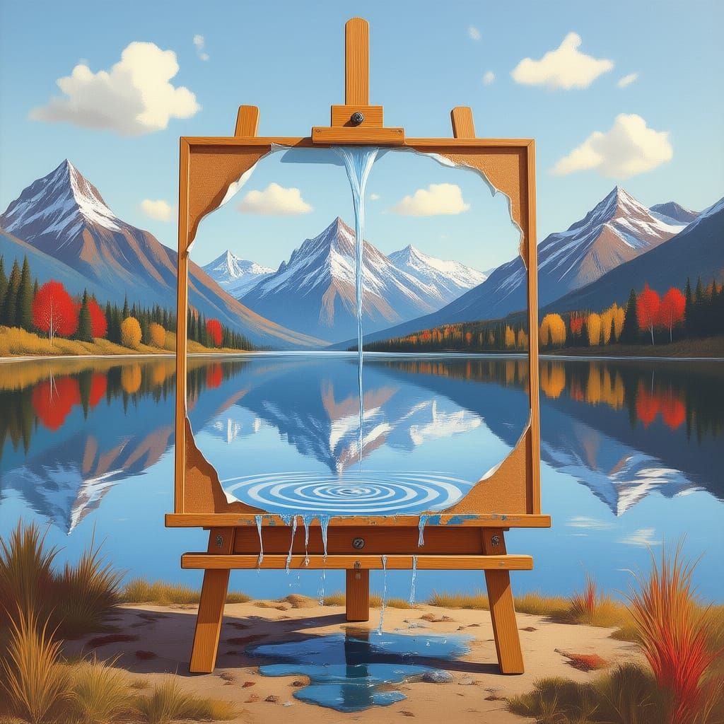 An oil painting within art.