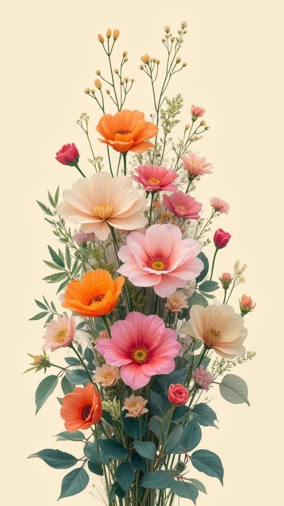 Elegant Floral Composition with Empty Center for Blessing