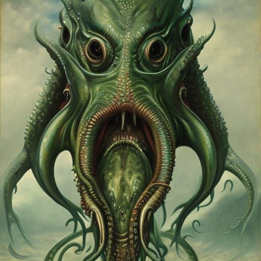 Hideous bloodthirsty Cthulhu - AI Generated Artwork - NightCafe Creator