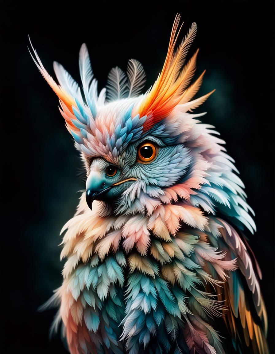 Pastel Bird in Mist: Dreamy Watercolour and Ink