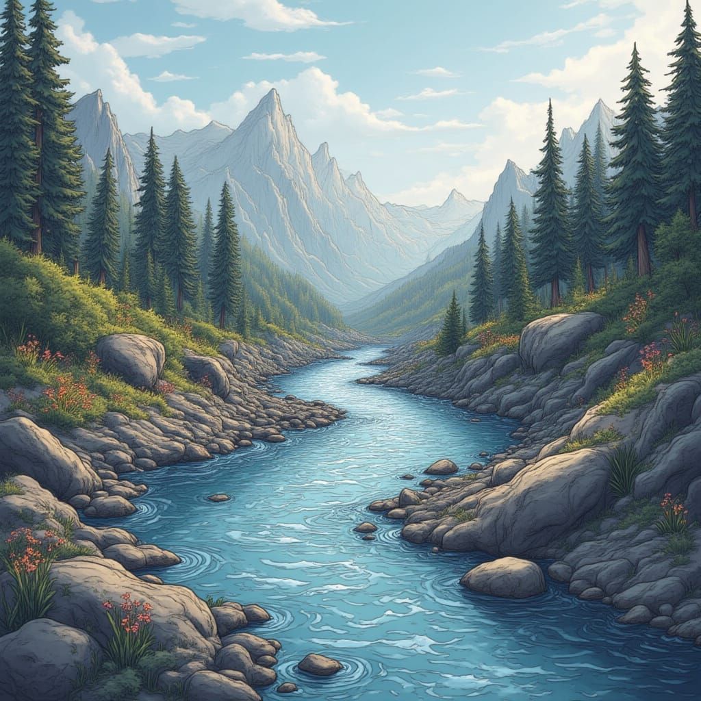 <lora:Void Fracture:1.0> river bend