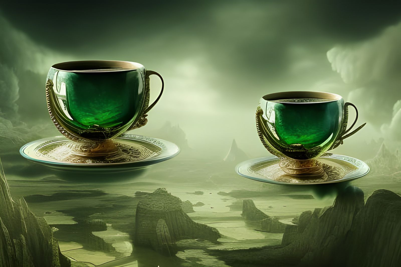 Flying teacups and saucers? AI Generated Artwork NightCafe Creator