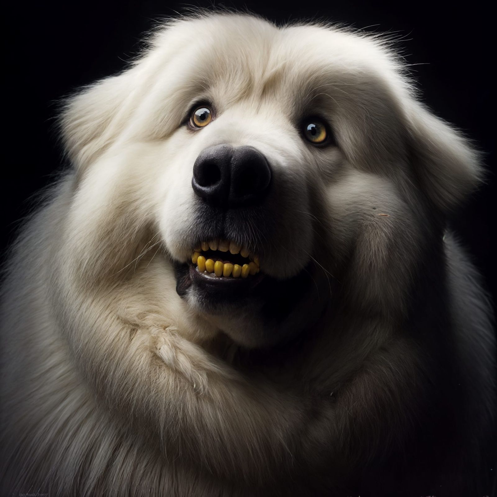 Comedic Photograph of Obese Great Pyrenees Dog