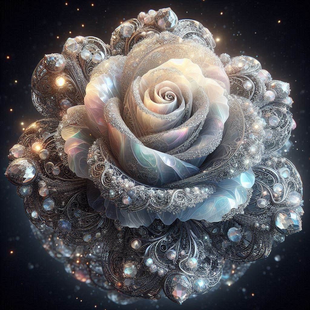 Beautiful Filigree Crystal Rose