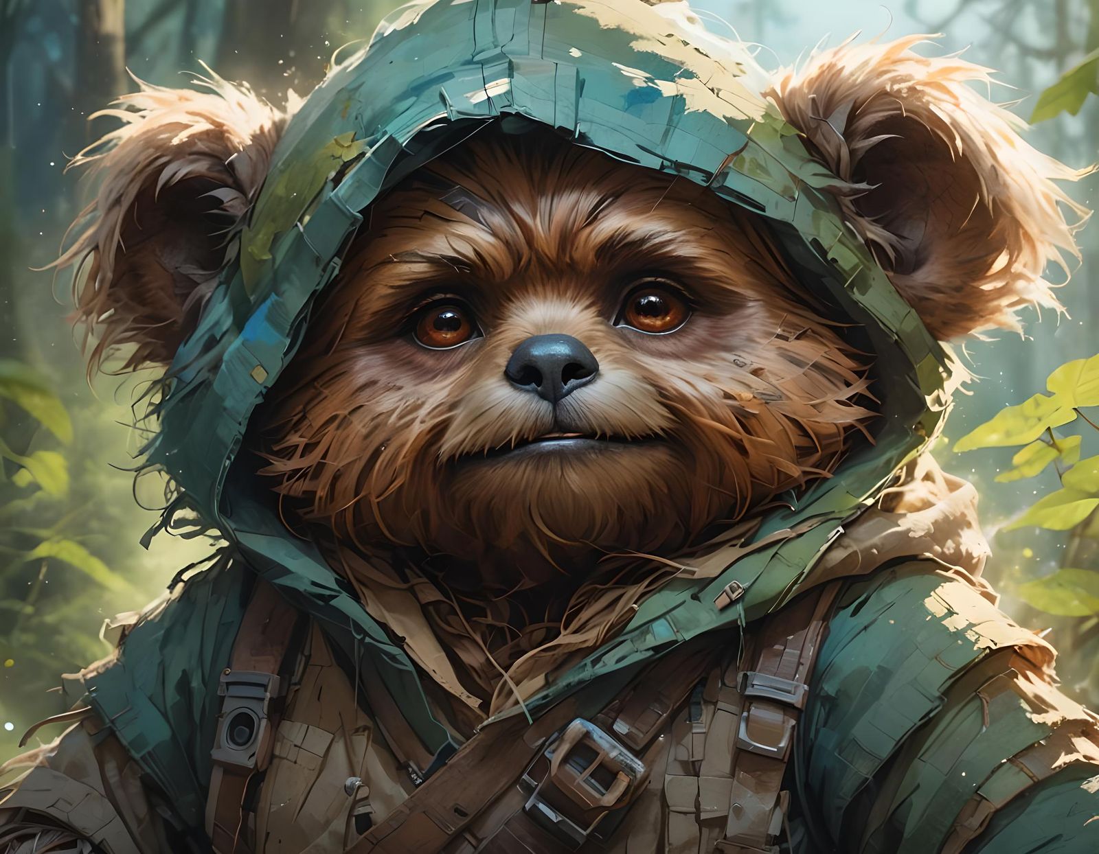 Closeup portrait of an adorable happy ewok on a sunny day - AI ...