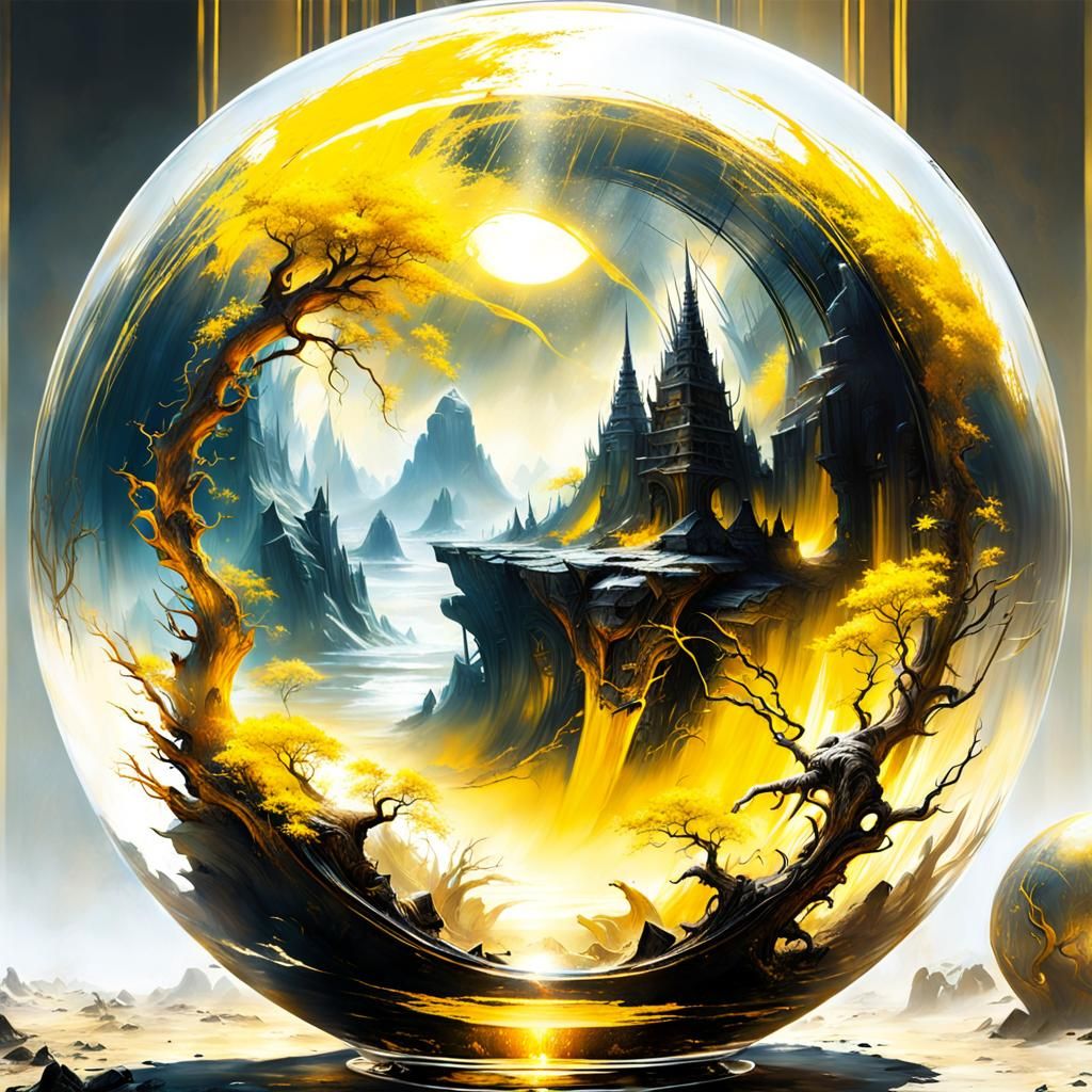 Surreal Alien Ancient World in a Glass Sphere - AI Generated Artwork ...