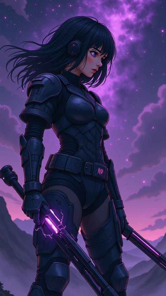 Warrior Reina Hazuki in Cosmic Dystopian Armor