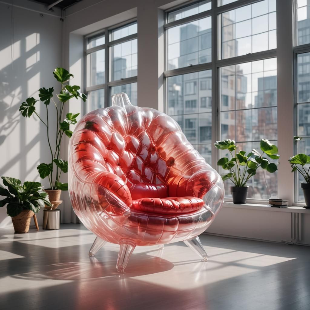 Futuristic Strawberry Chair in Modern Studio