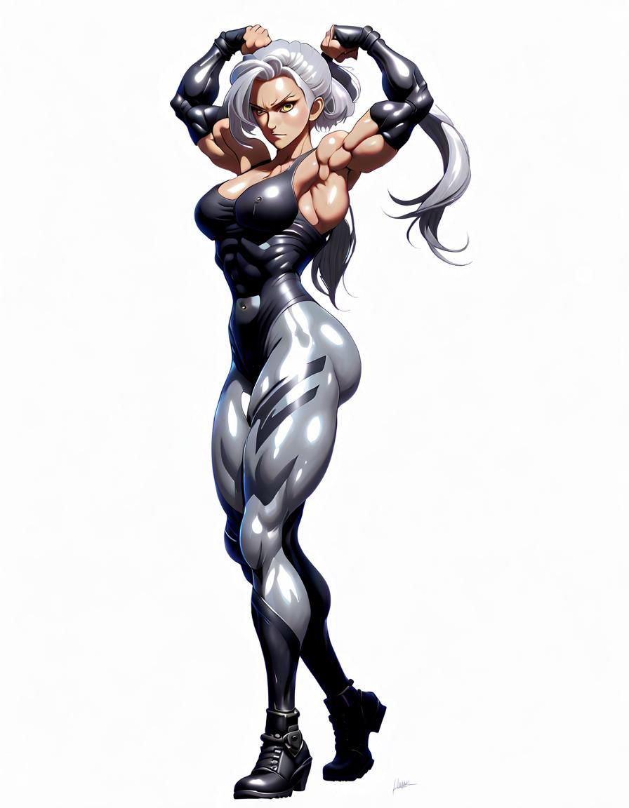 Silver hair Female Bodybuilder as a Battle Arena Toshinden V...