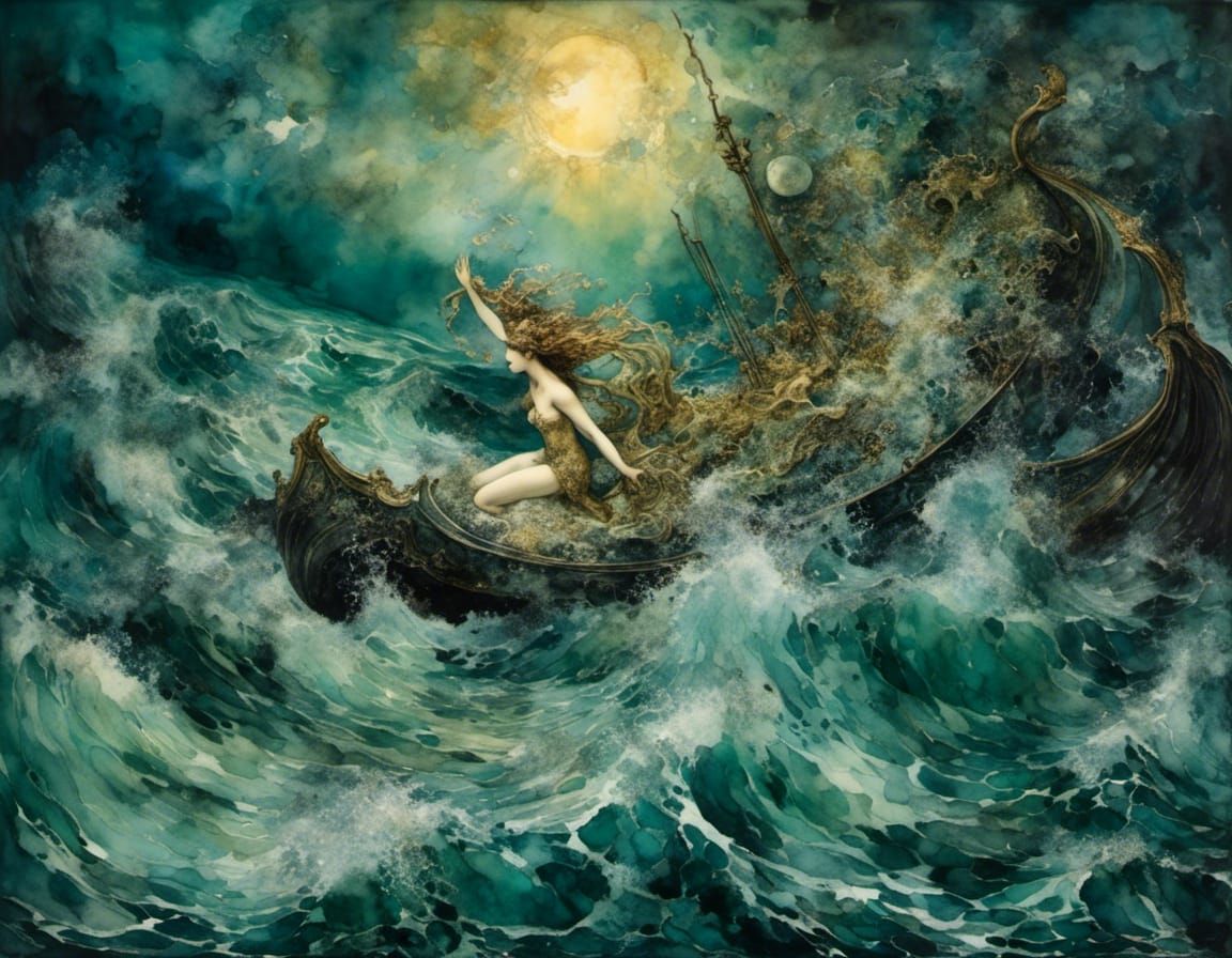 Magnificent Goddess Thetis reigning over the raging seas